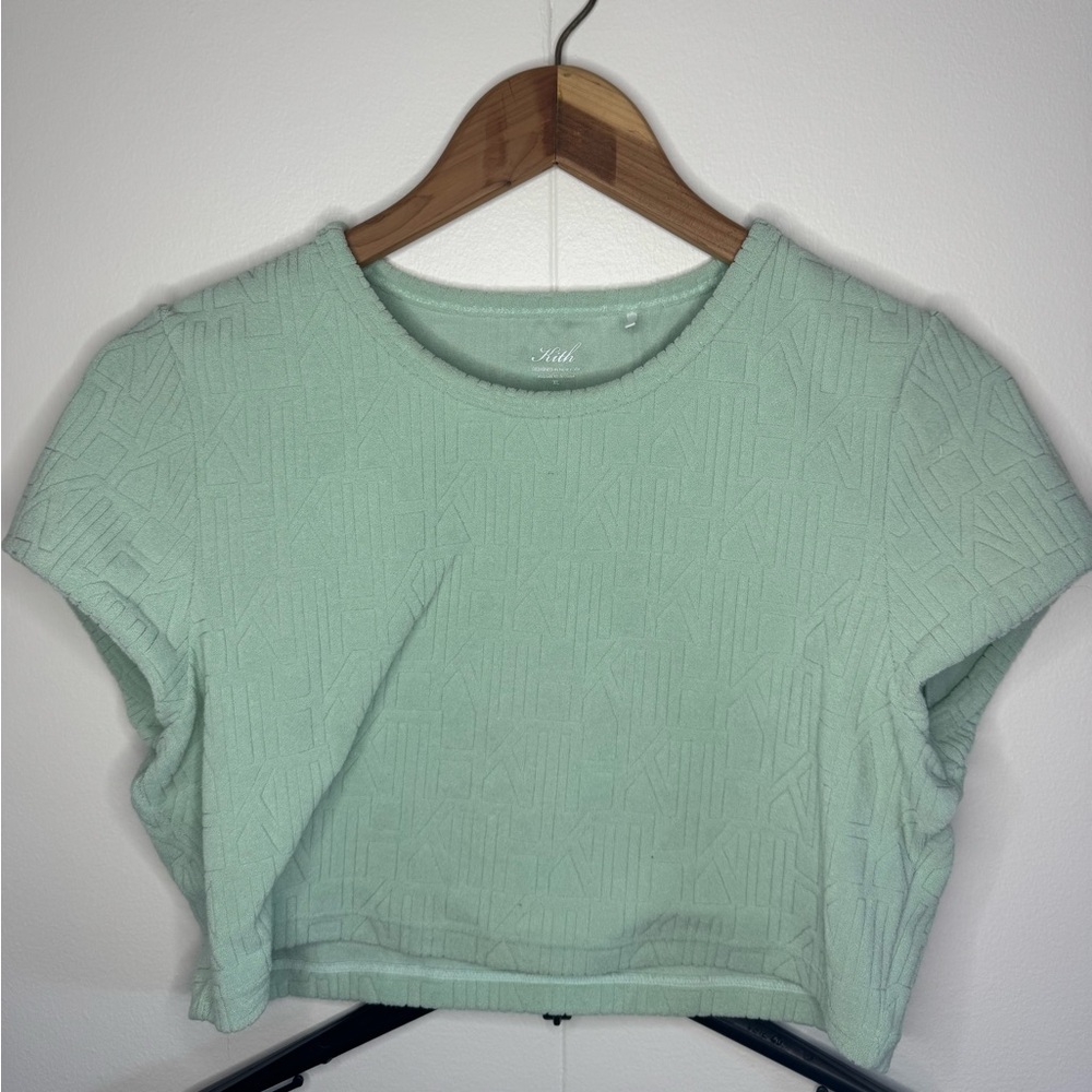 Kith Mint Green Terry Cloth Logo Crop Top size XL